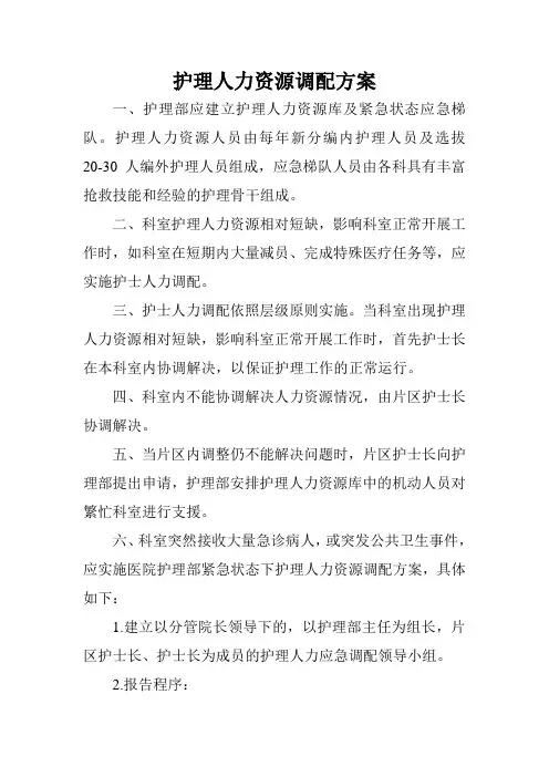 护理人力资源调配方案