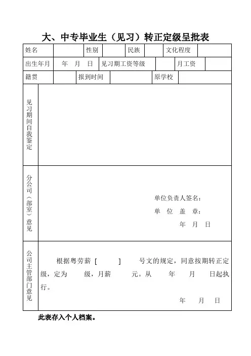 转正审批表