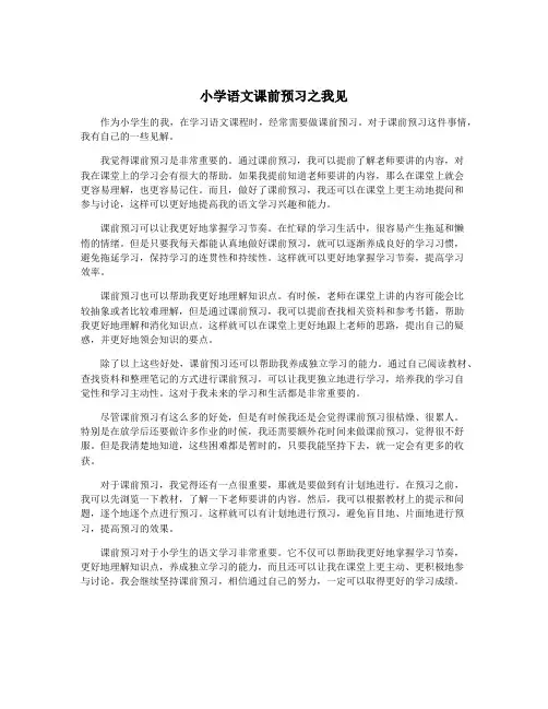 小学语文课前预习之我见 2