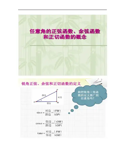 任意角的正弦函数、余弦函数和正切函数的概念解读