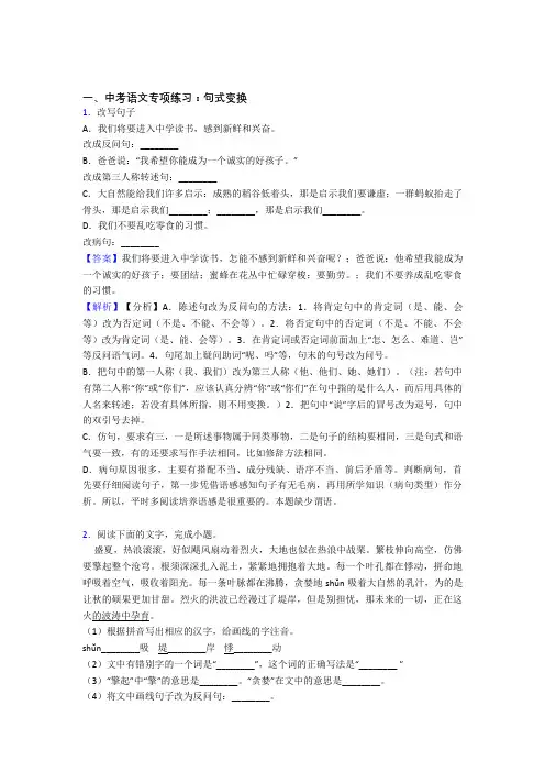 中考语文句式变换(1)