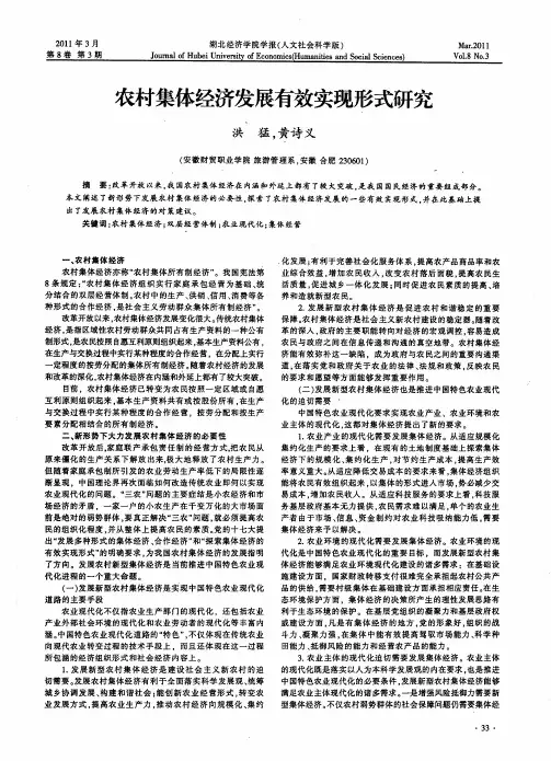 农村集体经济发展有效实现形式研究