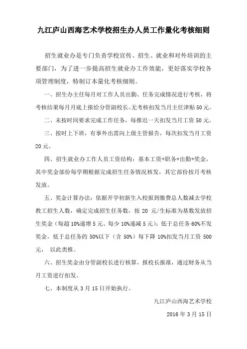 招生办人员工作考核细则