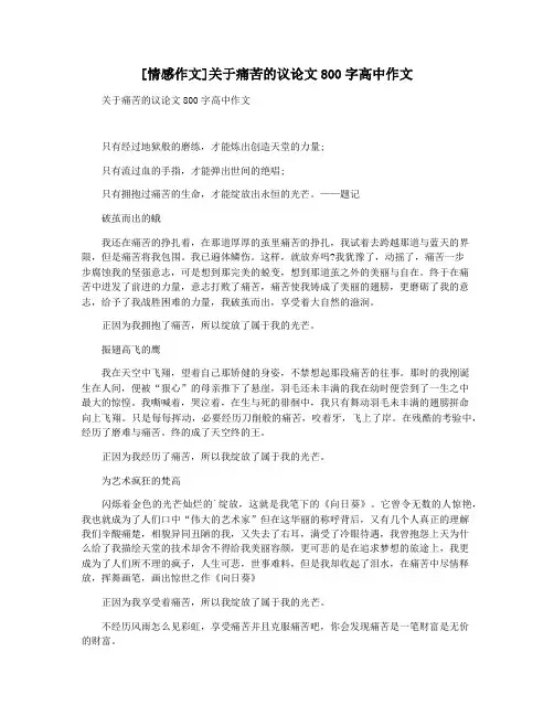 [情感作文]关于痛苦的议论文800字高中作文