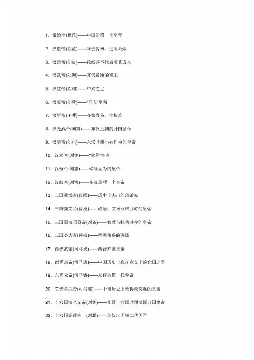 中国皇帝表