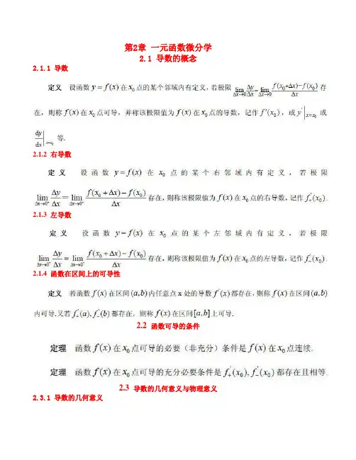 真题求源知识点 第2章 一元函数微分学