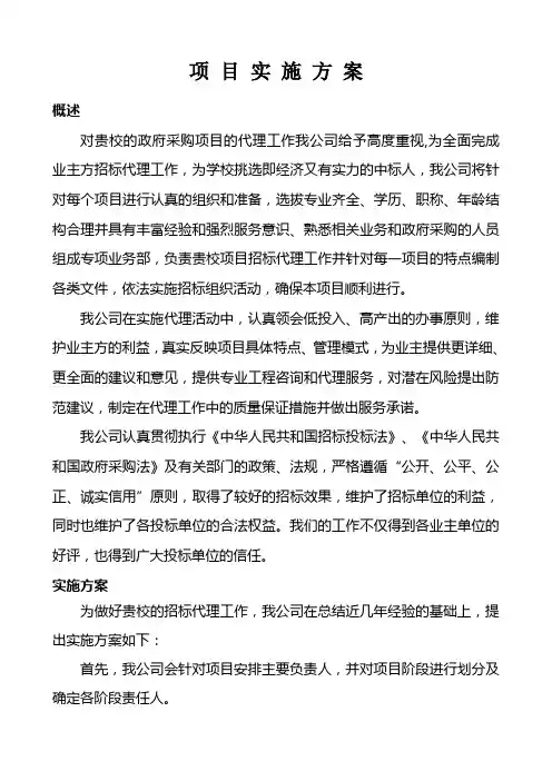 项目招标代理实施方案新