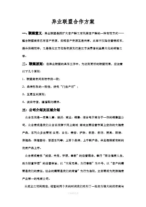 异业联盟合作方案11956
