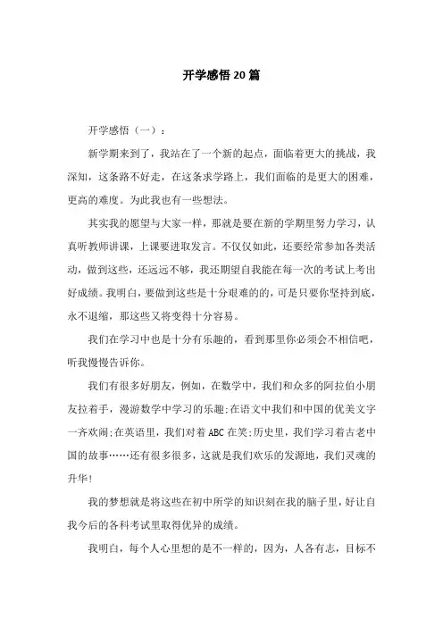 开学感悟20篇