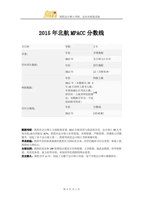 2015年北航MPACC分数线