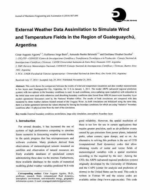 External Weather Data Assimilation to Simulate Wind and Temperature Fields in the Region o