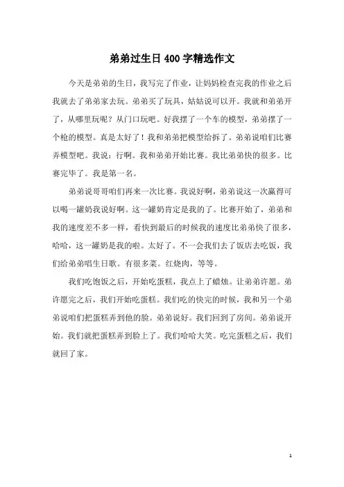 弟弟过生日400字精选作文