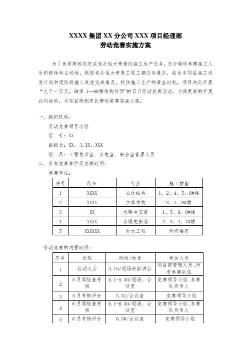 劳动j技能竞赛实施方案