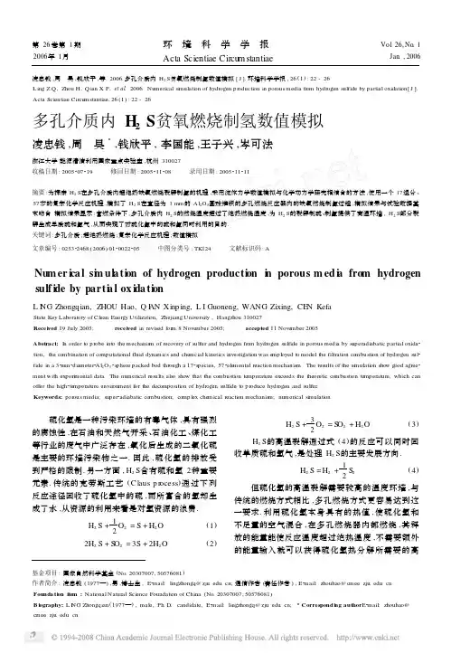 多孔介质内 贫氧燃烧制氢数值模拟