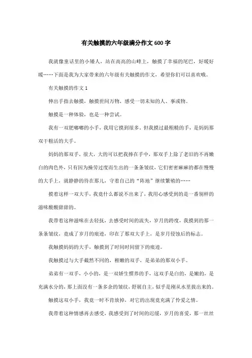 有关触摸的六年级满分作文600字