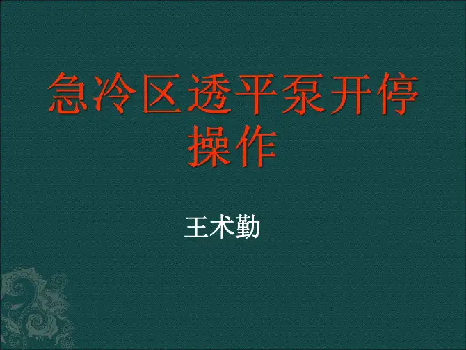 透平泵开停操作