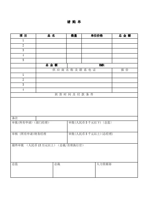 请购单表格