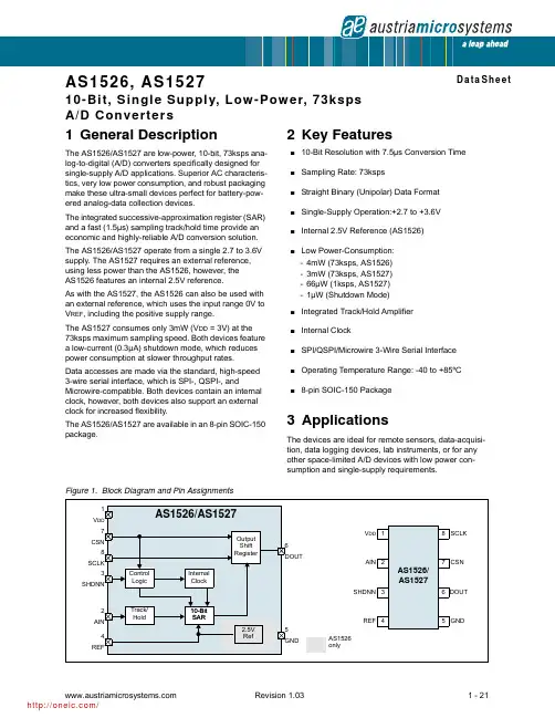 AS1527-BSOU;AS1526-BSOU;AS1527-BSOT;AS1526-BSOT;中文规格书,Datasheet资料
