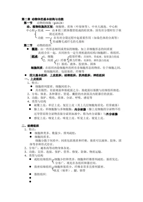 第二章 动物体的基本结构与功能