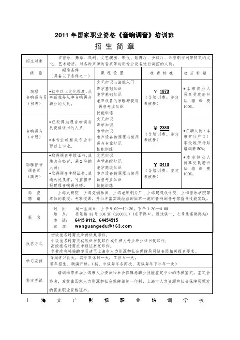 调音师培训招生简章