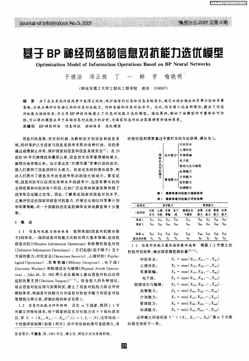 基于BP神经网络的信息对抗能力选优模型