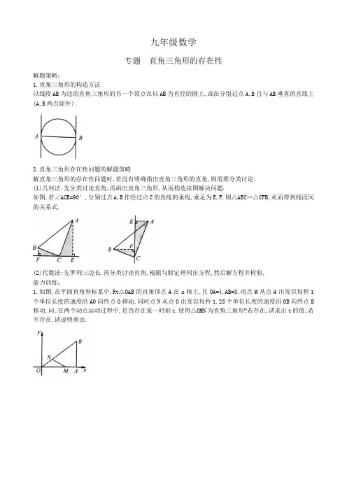 2021年数学中考专题复习  直角三角形的存在性
