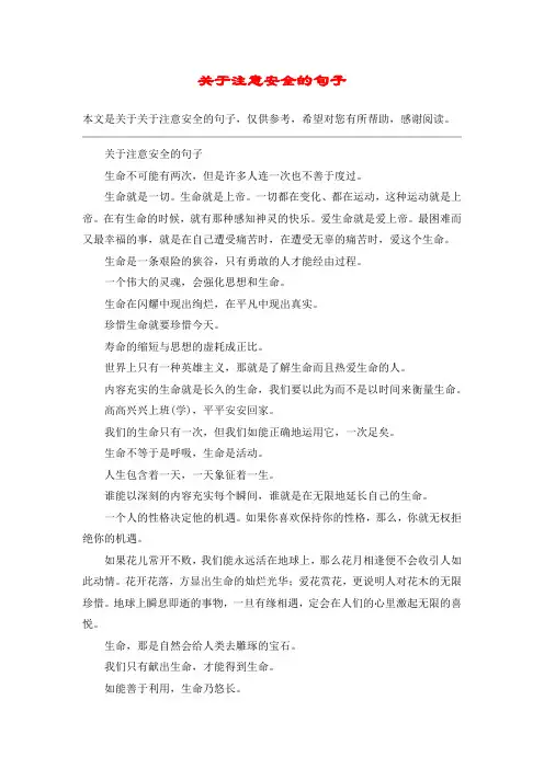 关于注意安全的句子