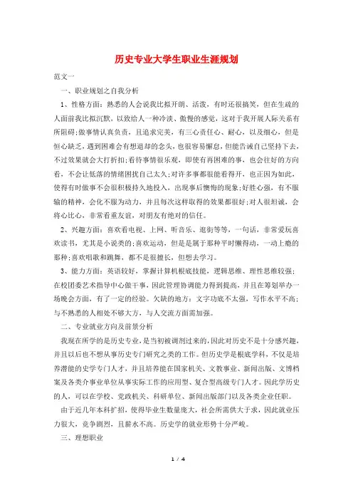 历史专业大学生职业生涯规划