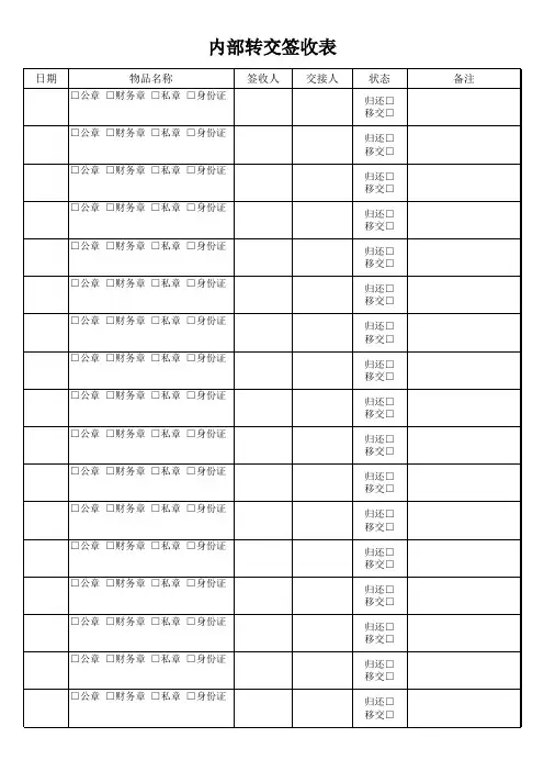 内部转交签收表