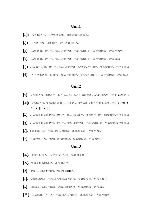 48个音标发音要领讲义