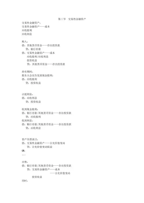 第一章资产(3节交易性金融资产)