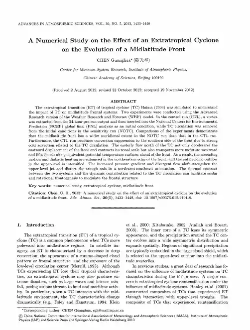 A Numerical Study on the Effect of an Extratropical Cyclone on the Evolution of a Midlatitude Front