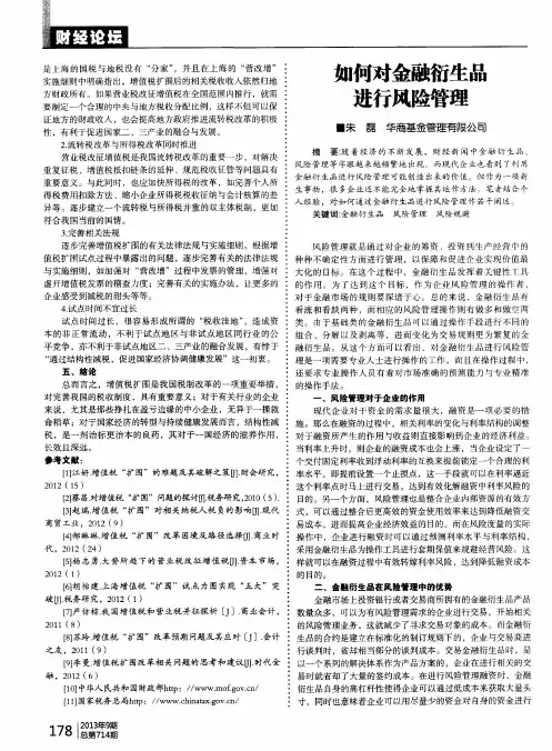 如何对金融衍生品进行风险管理