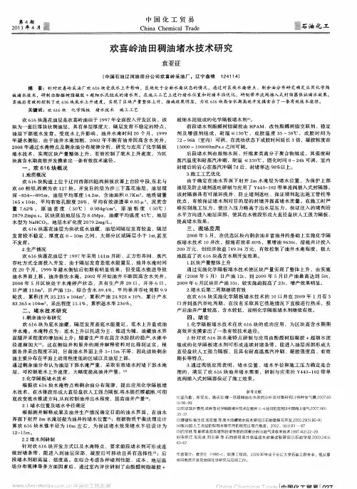 欢喜岭油田稠油堵水技术研究