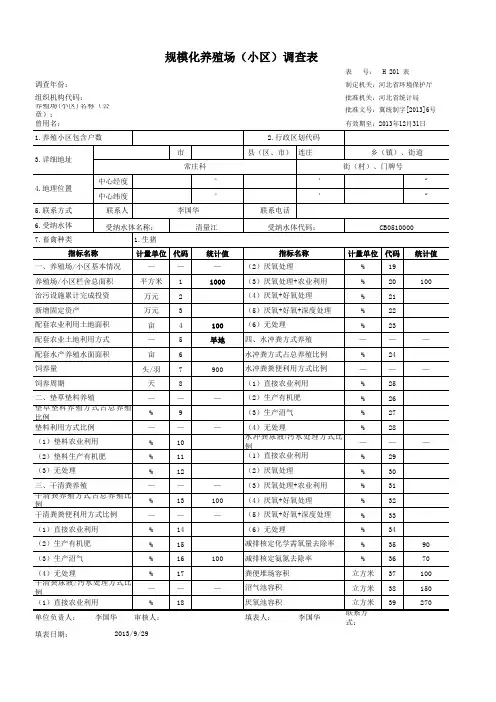 规模化养殖场调查表