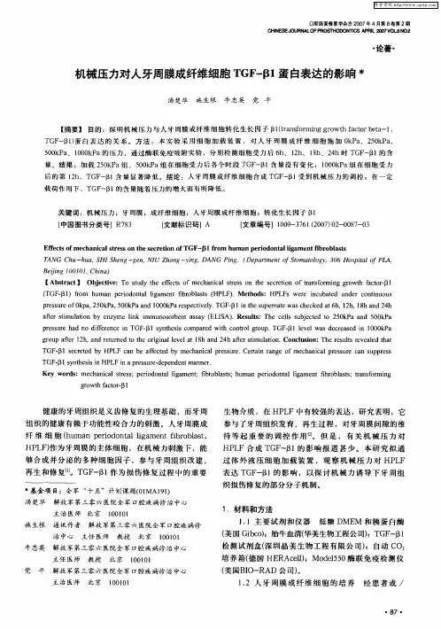 机械压力对人牙周膜成纤维细胞TGF-β1蛋白表达的影响