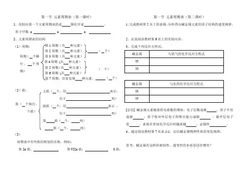 高中化学必修2第一章第一节元素周期表导学案