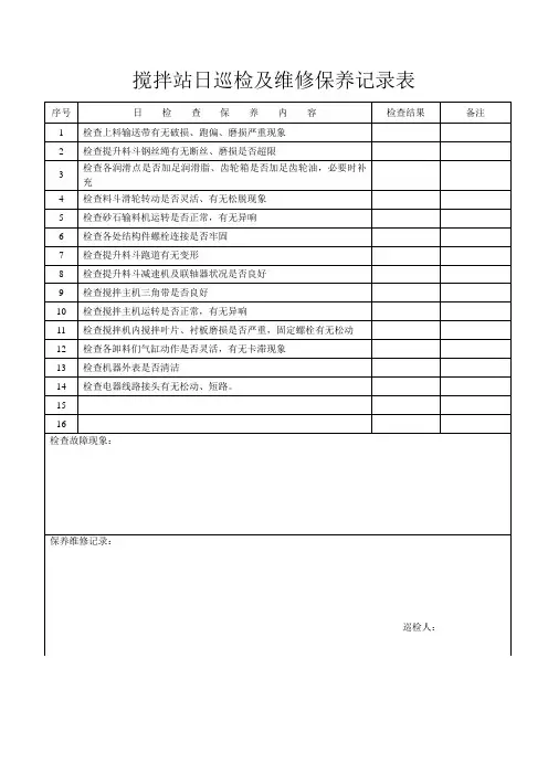 拌和站保养检查记录
