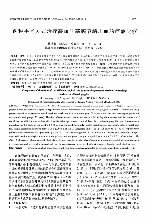 两种手术方式治疗高血压基底节脑出血的疗效比较