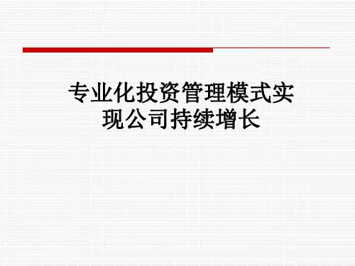 专业化投资管理模式实现公司持续增长