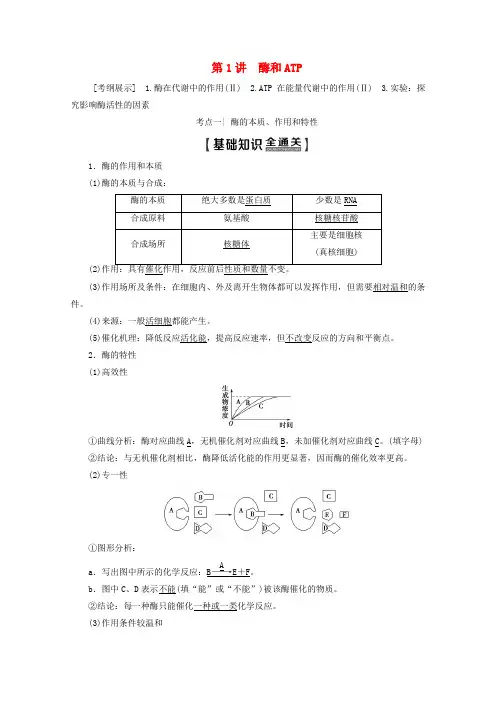2020版高考生物复习第3单元第1讲酶和ATP教学案新人教版