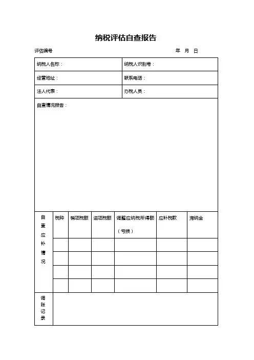纳税评估自查报告 表样