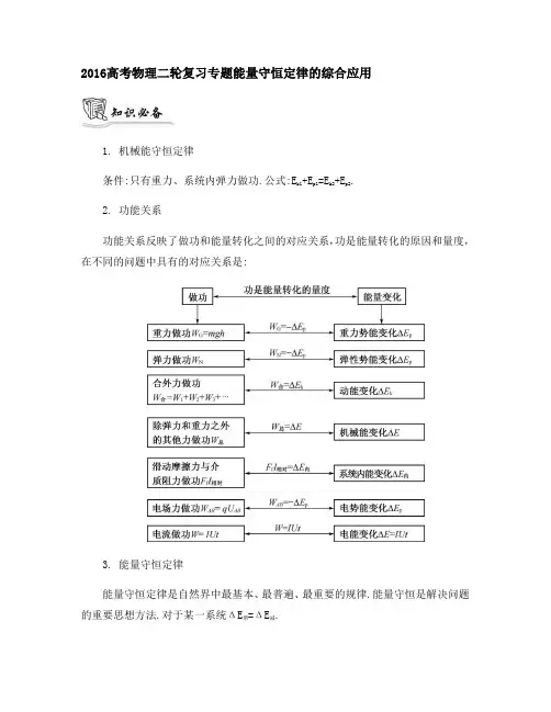 高考物理二轮复习专题能量守恒定律的综合应用