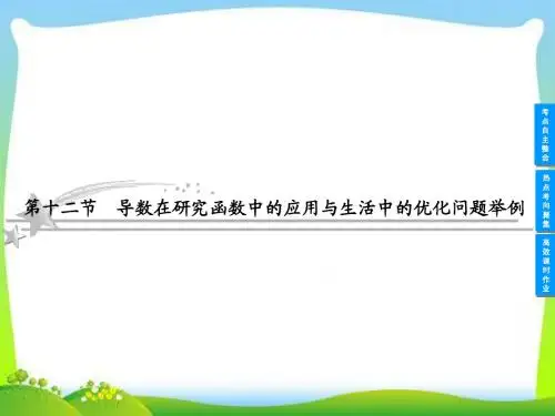 2013高考数学专题二 函数、导数及其应用《第十二节 导数在研究函数中的应用与生活中的优化问题举例 》