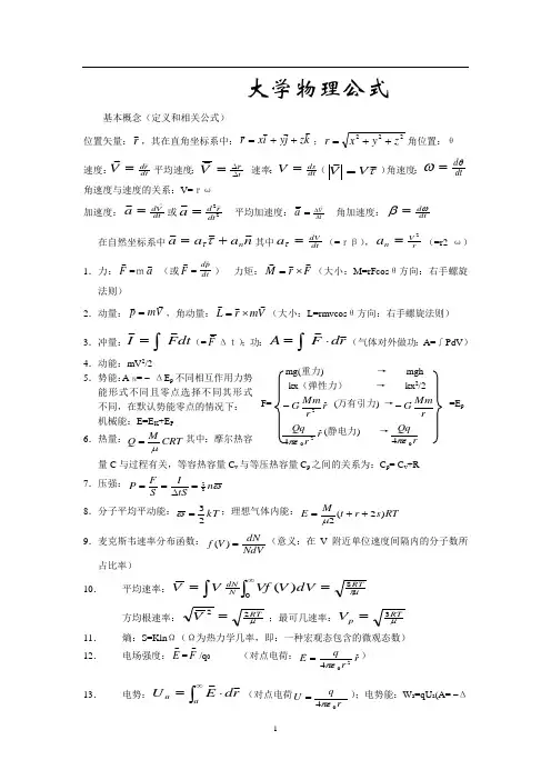 大学物理公式总结