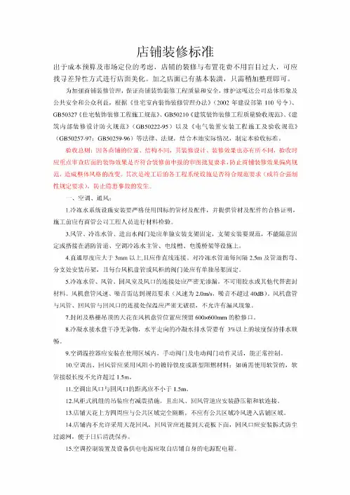 店铺装修标准