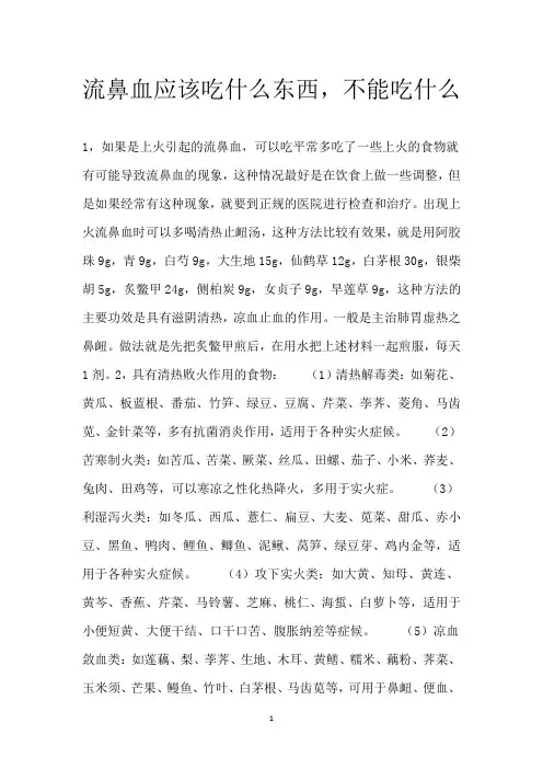 流鼻血应该吃什么东西,不能吃什么