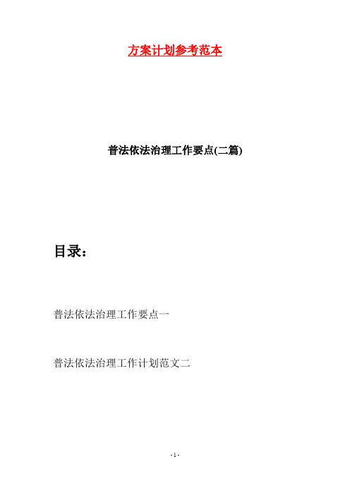 普法依法治理工作要点(二篇)