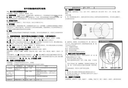 初中生物实验考试评分标准