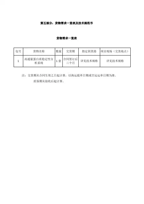 技术规格